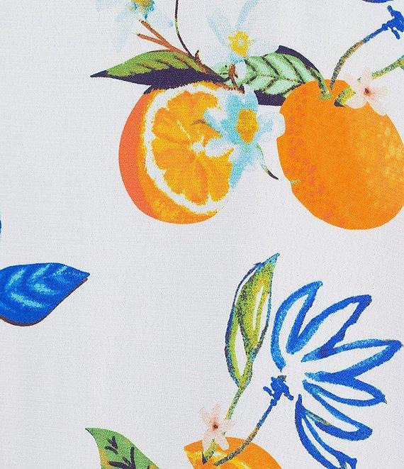 John Mark Plus Size Tropical Fruit Point Collar Short Sleeve Wide Tunic Product Image