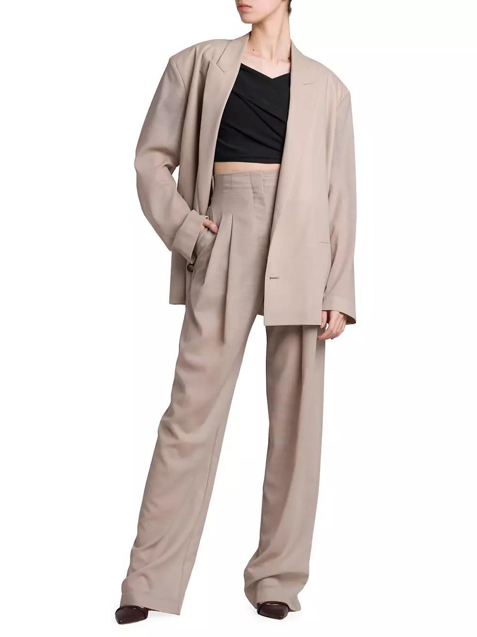 Straight-Leg Wool-Blend Voile Pants Product Image