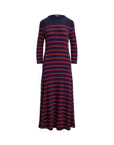 POLO RALPH LAUREN Striped Waffle-knit Dress Woman Maxi Dress Red Size M Modal, Cotton, Elastane Product Image