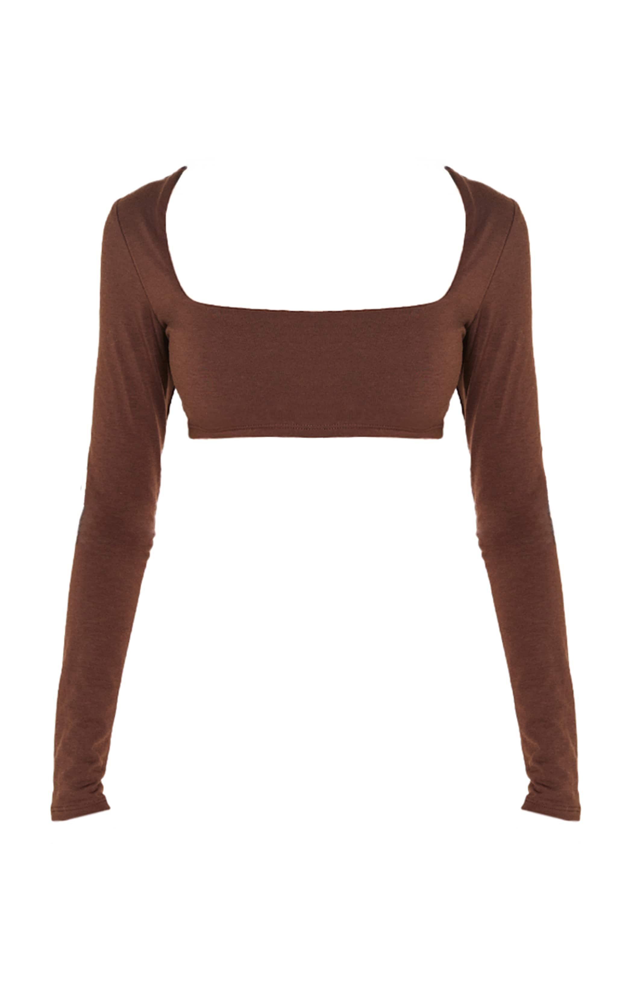 Brown Contour Jersey Square Neck Crop Top Product Image