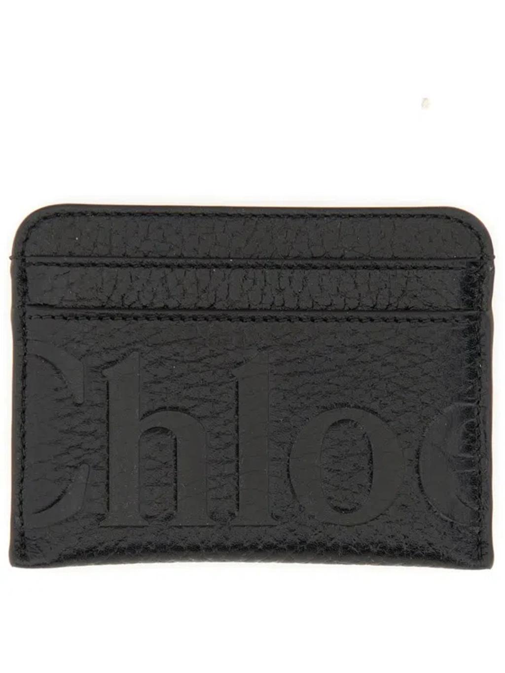 CHLOÉ Leather Card Holder In Black Product Image