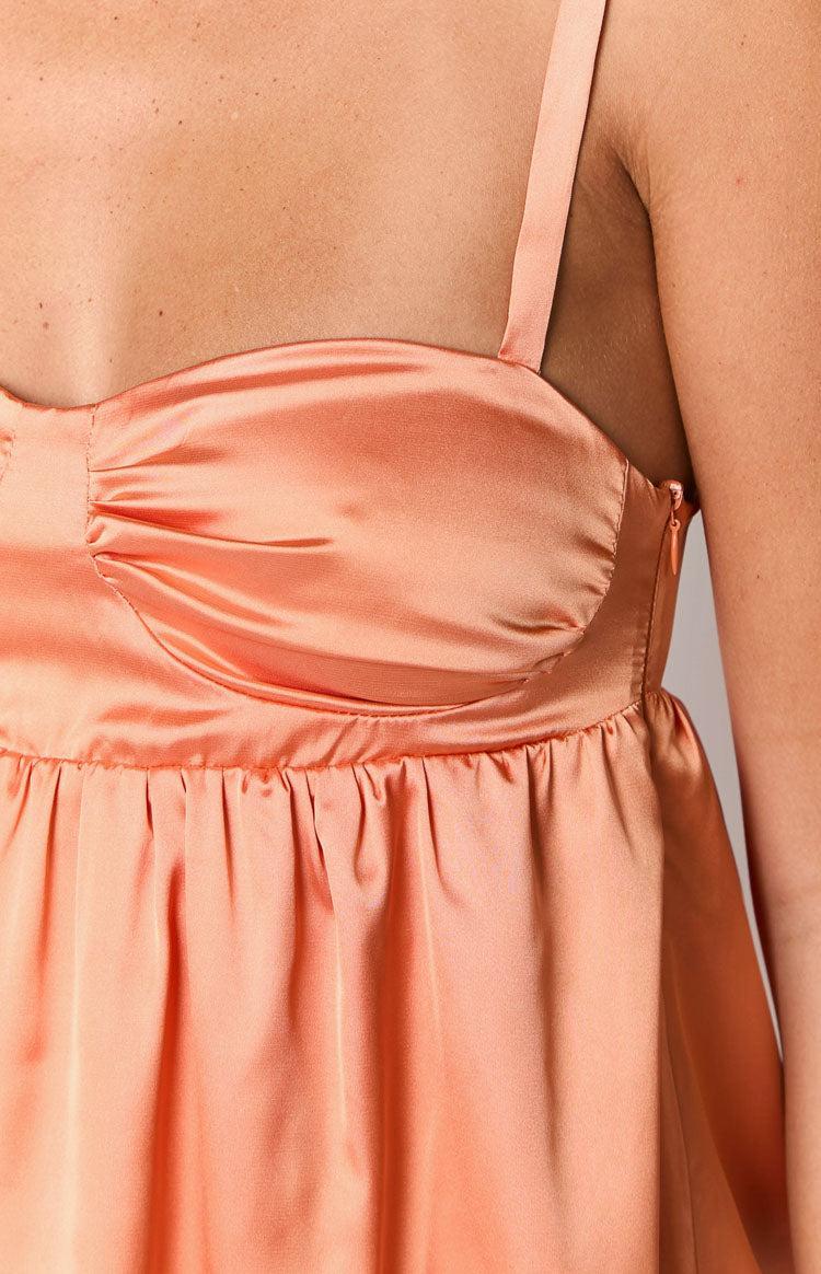 Sammie Orange Satin Mini Dress Product Image
