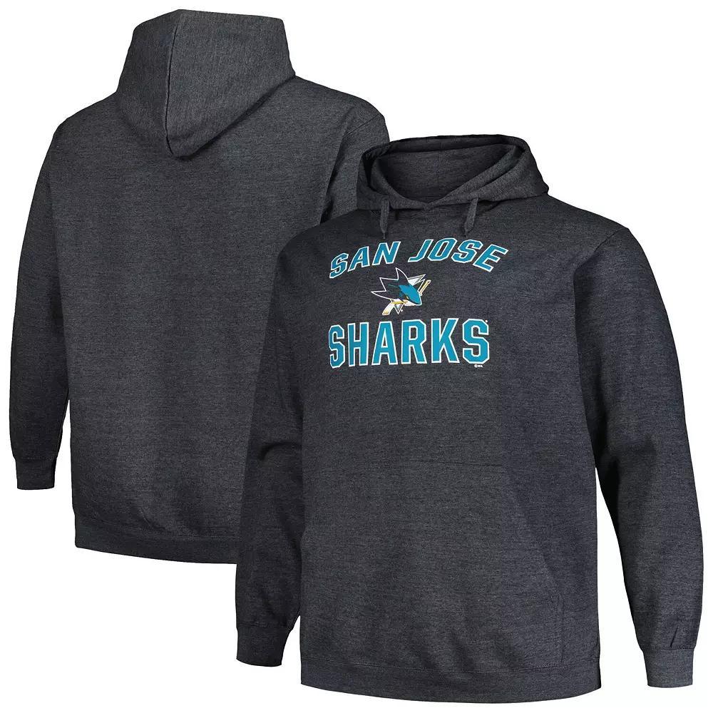 Men's Profile Heather Charcoal San Jose Sharks Big & Tall Arch Over Logo Pullover Hoodie, Size: 3XLT, Sks Charco Product Image