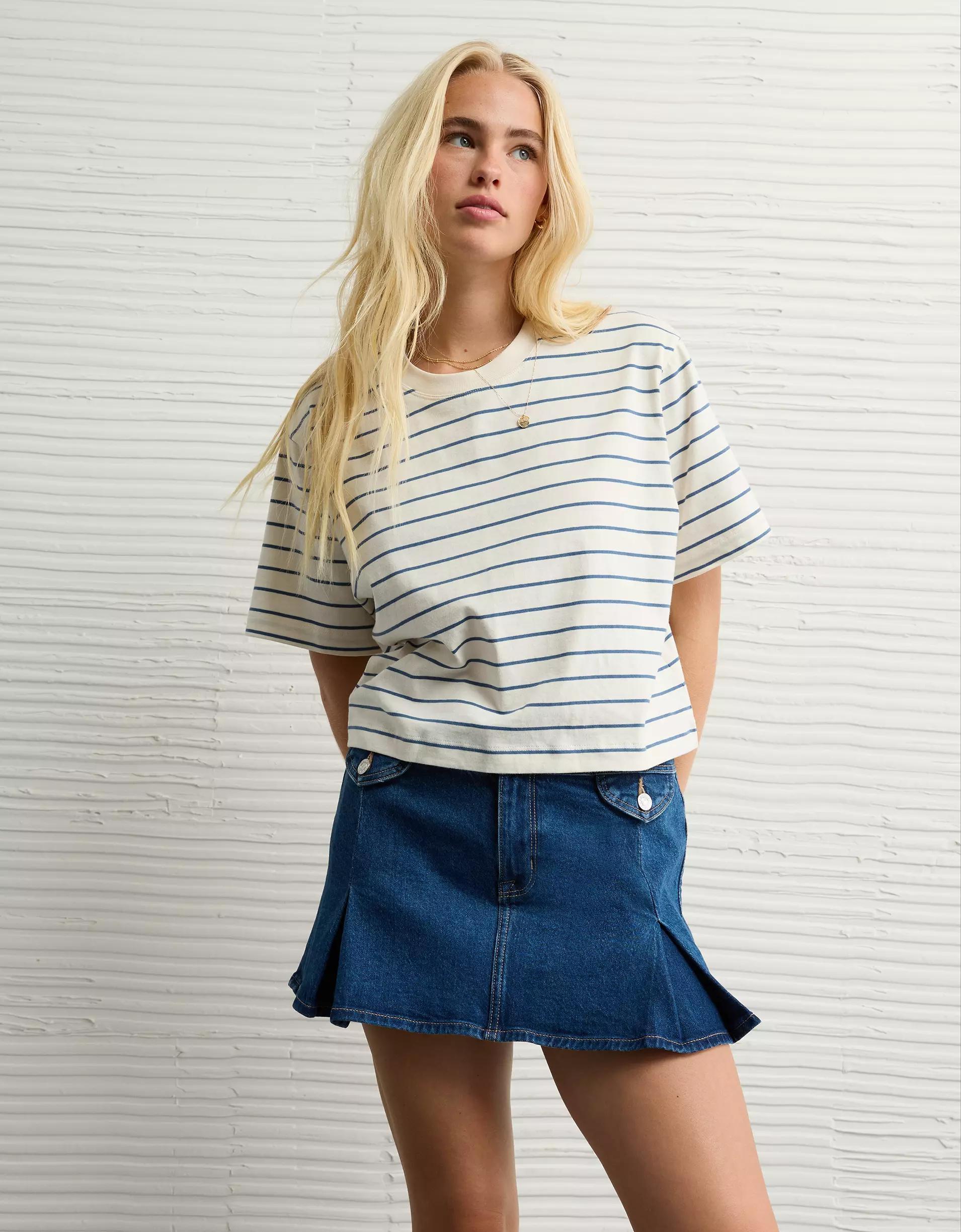 AE Stretch Low-Rise A-Line Pleated Mini Skirt Product Image