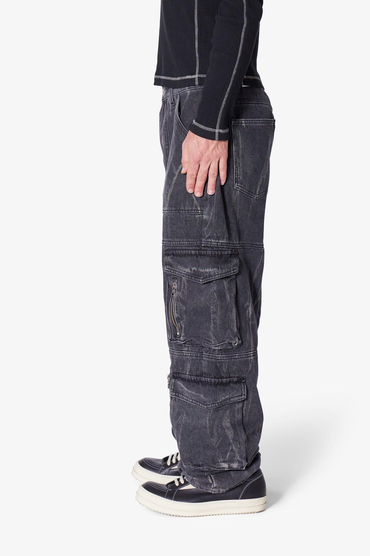 Ultra Baggy Asphalt Cargo Denim - Washed Black Product Image