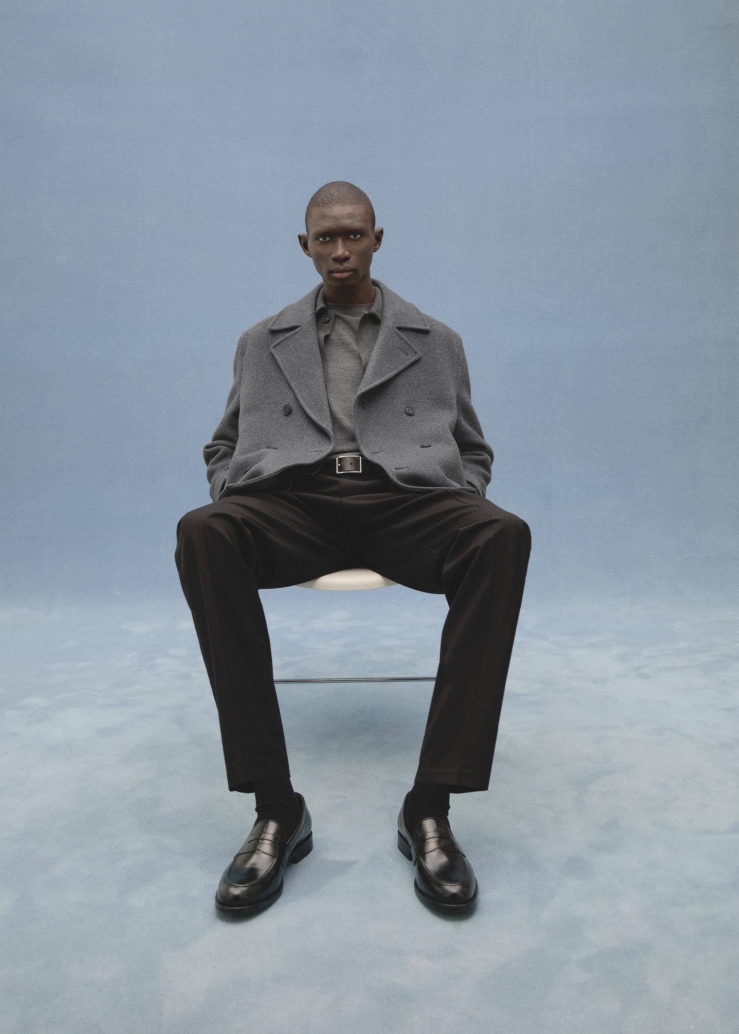 Wool double-breasted coat - Men | MANGO USA Product Image