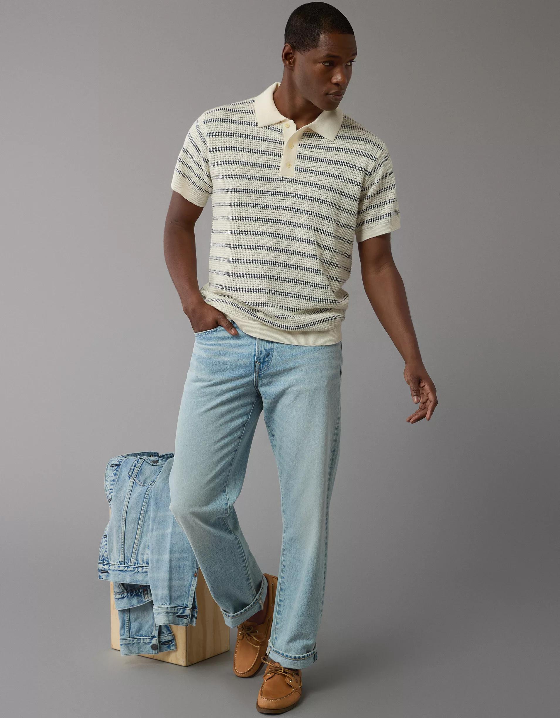 AE Weekend Striped Sweater Polo Shirt Product Image