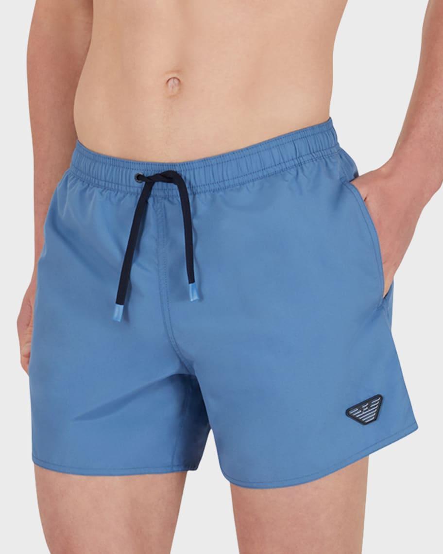 Mens Eagle Patch Swim Shorts, Blue Product Image