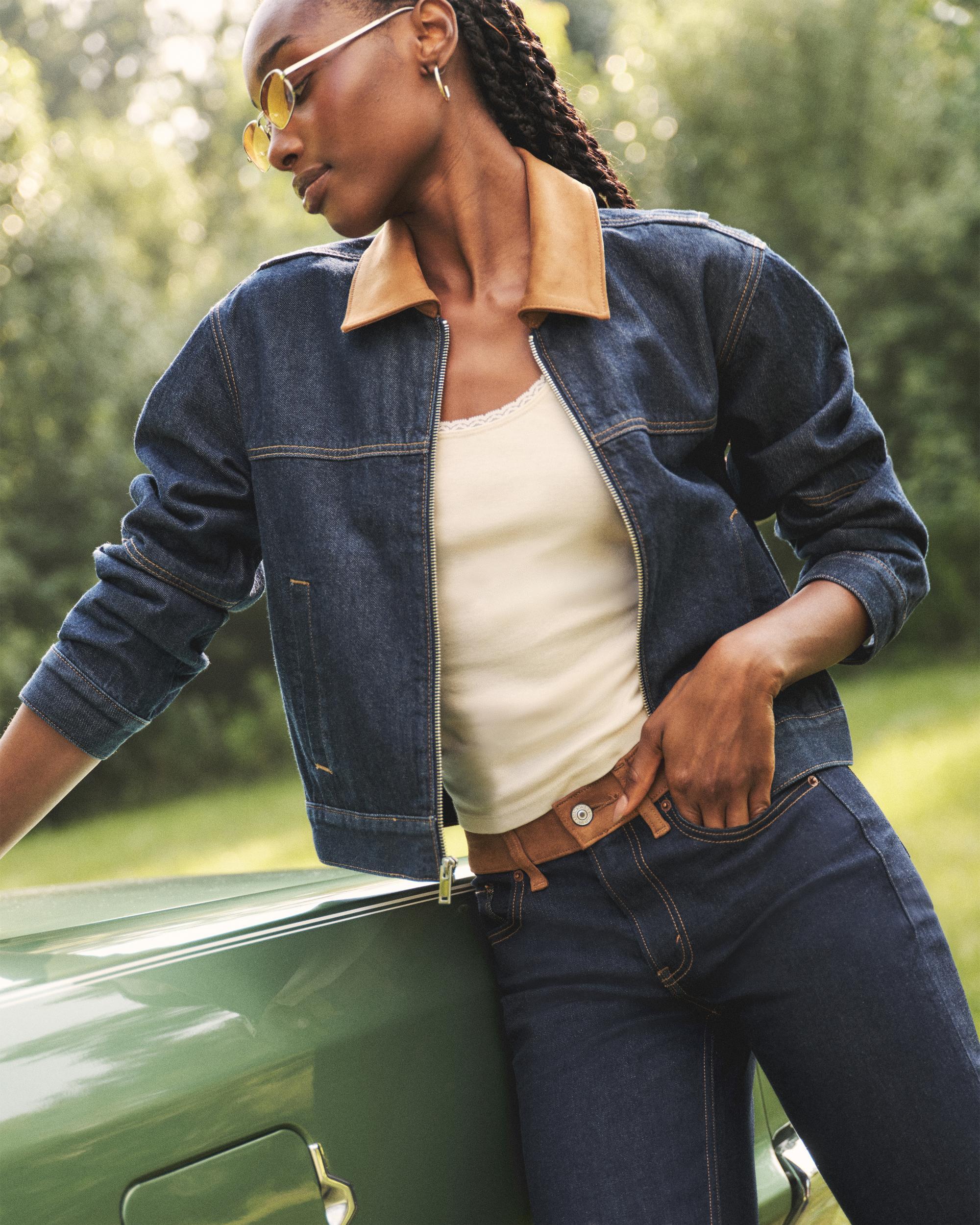 Denim Zip-Up Jacket Product Image