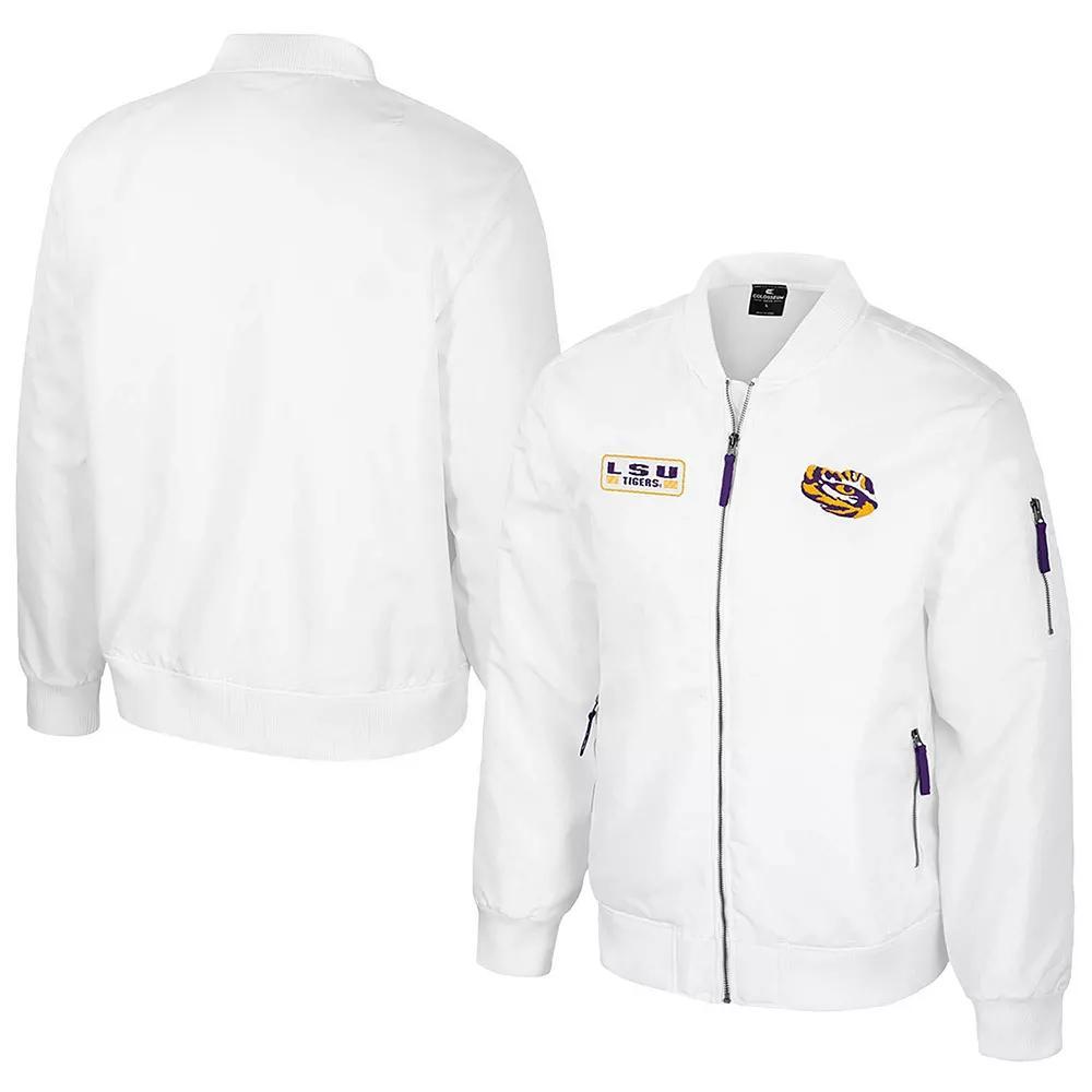 Men's Colosseum LSU Tigers White Rabbit Full-Zip Bomber Jacket, Size: XL Product Image