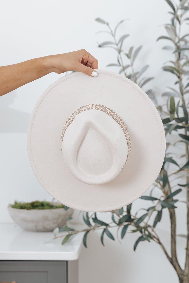 Ivory Boho Stripe Wide Brim Hat Product Image