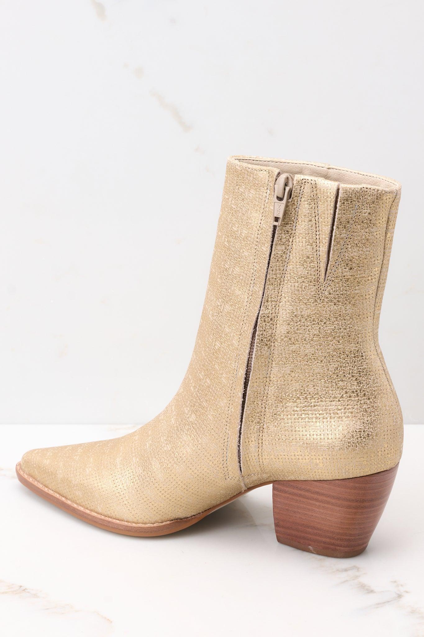 Caty Gold Weave Ankle Boots Product Image