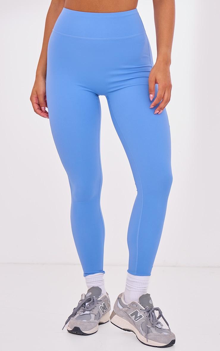 PLT SPORT Blue Sculpt Detail High Waist Leggings Product Image