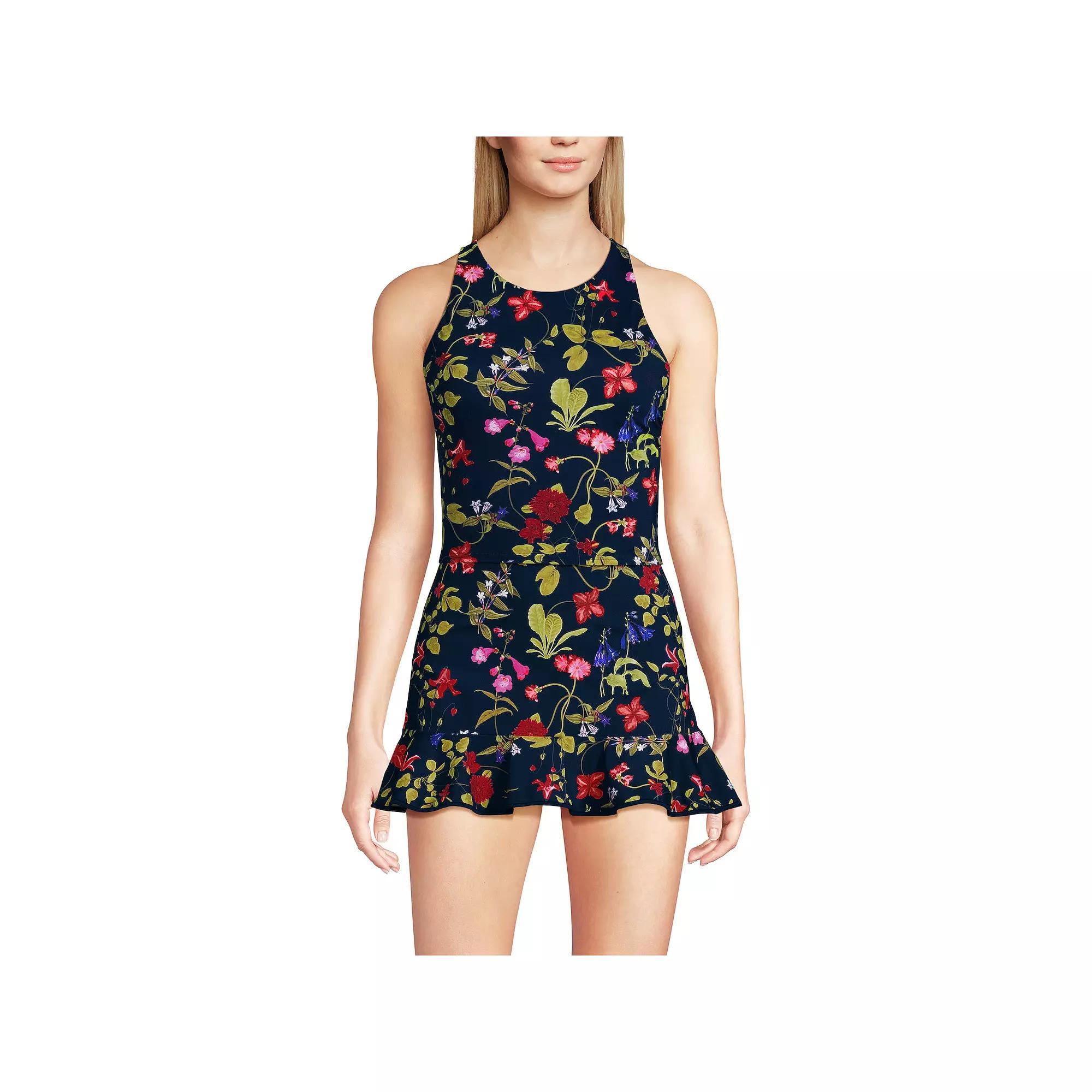 Women's Lands' End High Neck Racerback Tankini Top, Size: 2, Garden Floral Product Image