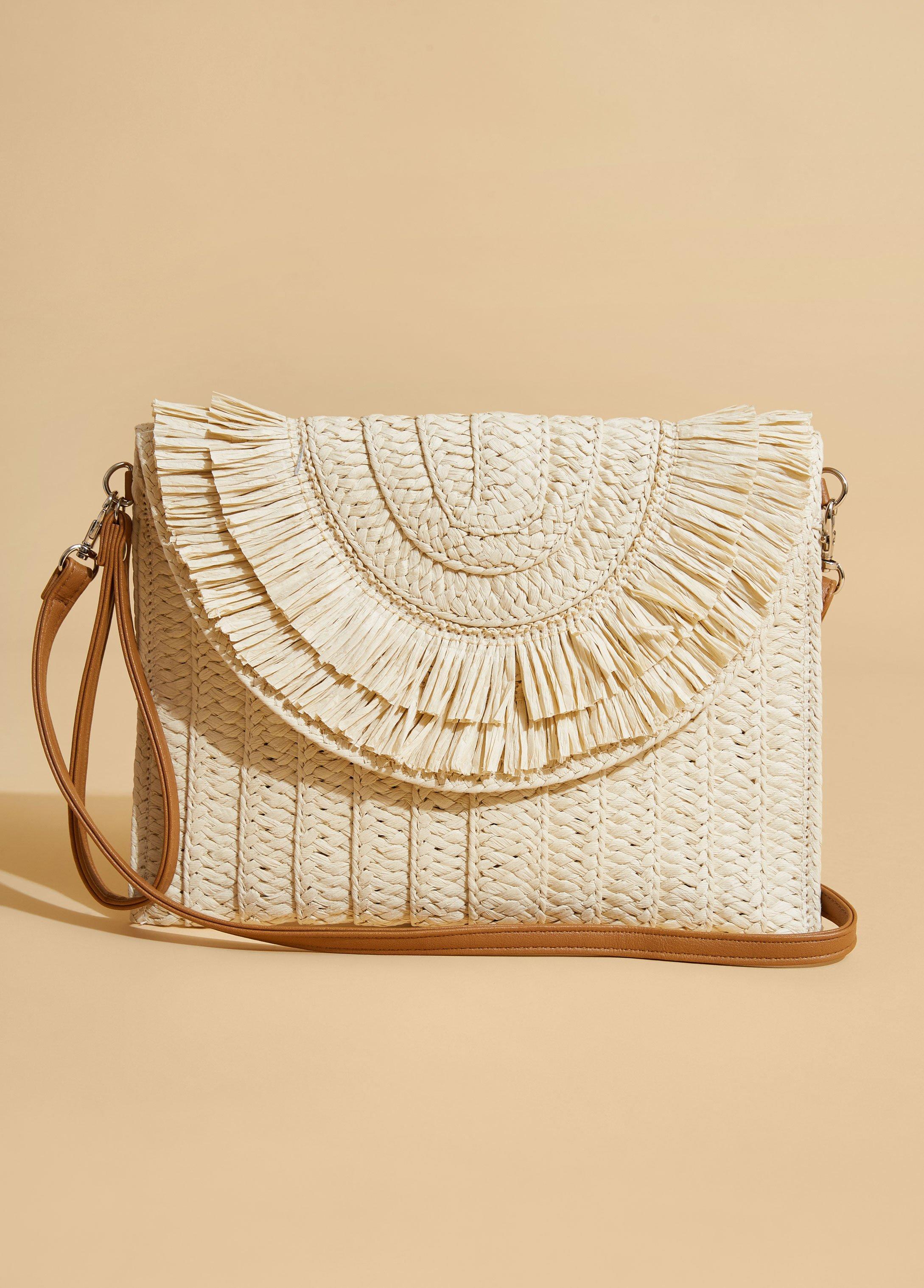 Tiered Fringe Straw Clutch Product Image