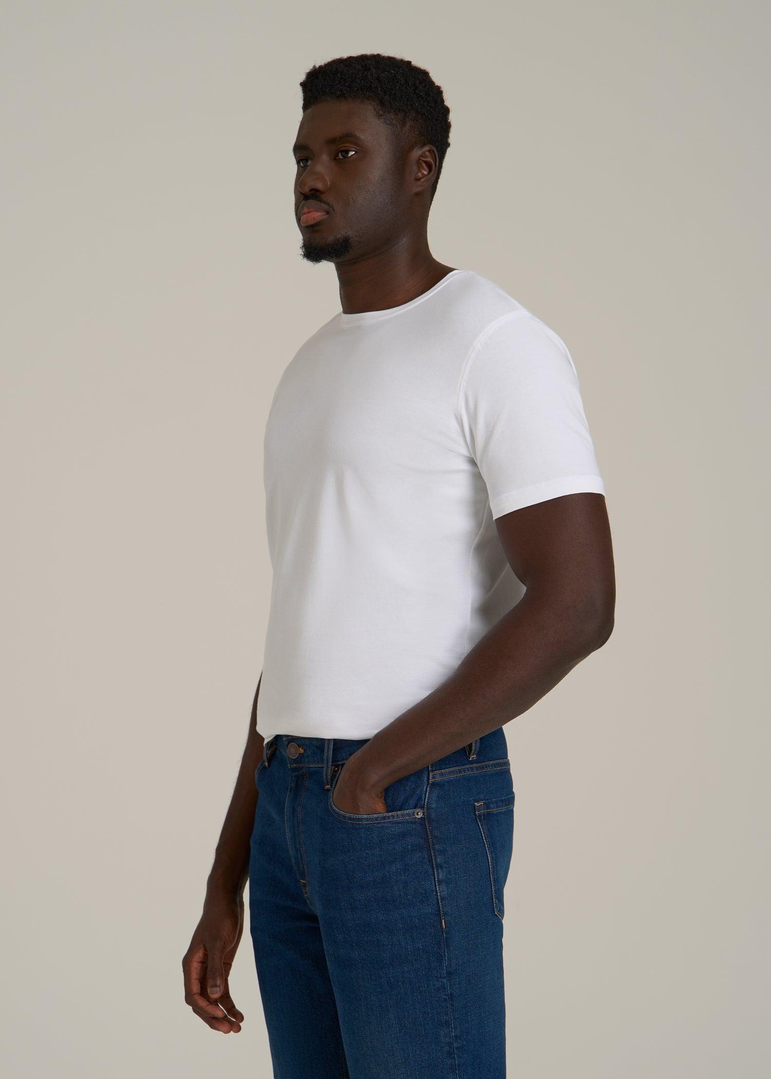 The Essential SLIM-FIT Crewneck Tee for Tall Men in White Male Product Image