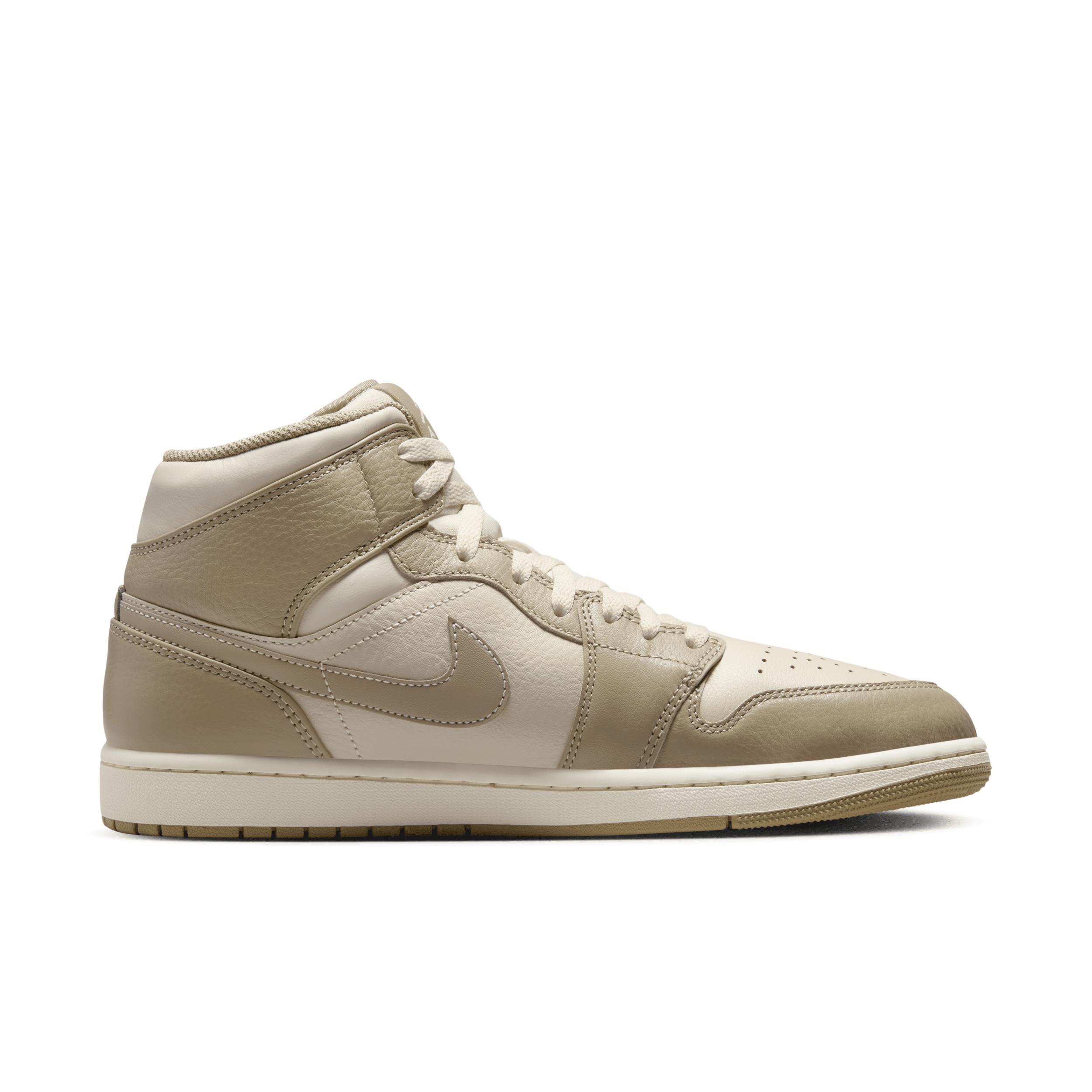 Jordan Mens AJ 1 Mid SE Poolside - Basketball Shoes Bone/Khaki/Pink Product Image