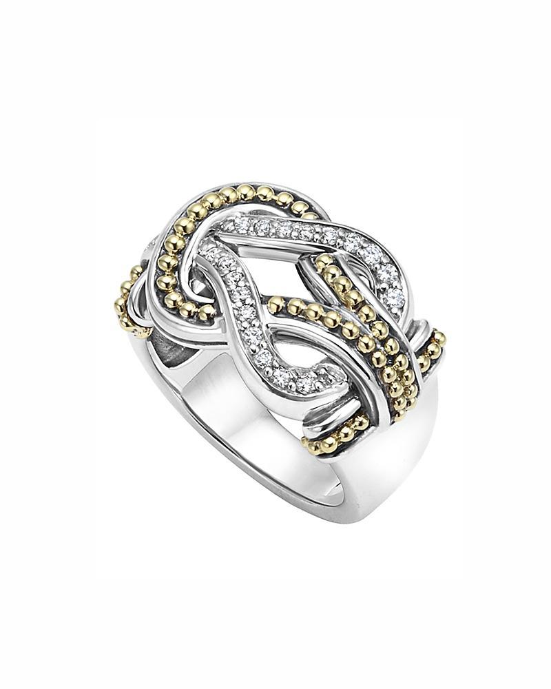 Lagos Sterling Silver and 18K Gold Newport Diamond Ring Product Image