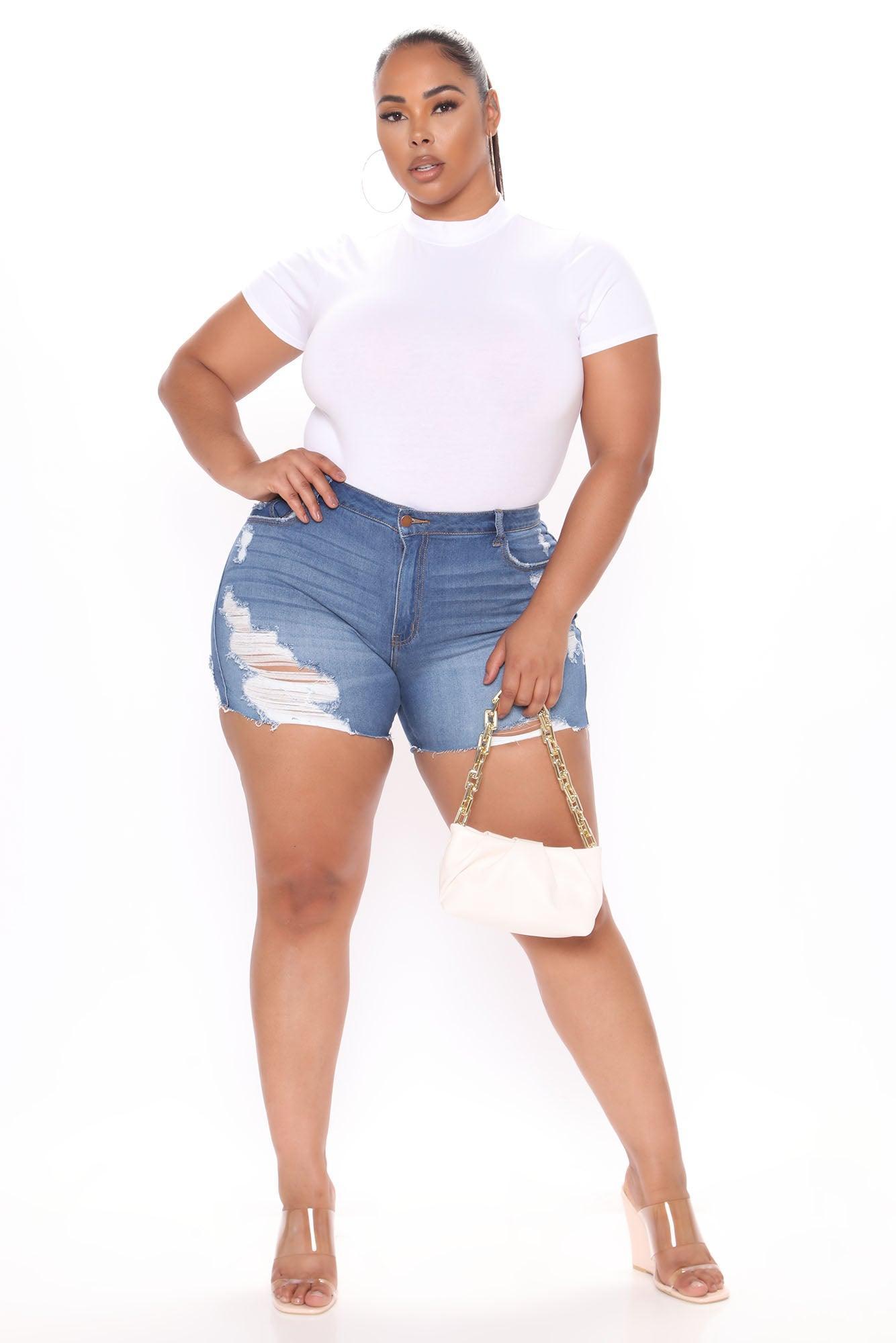 Basic Mock Neck Bodysuit - White Product Image