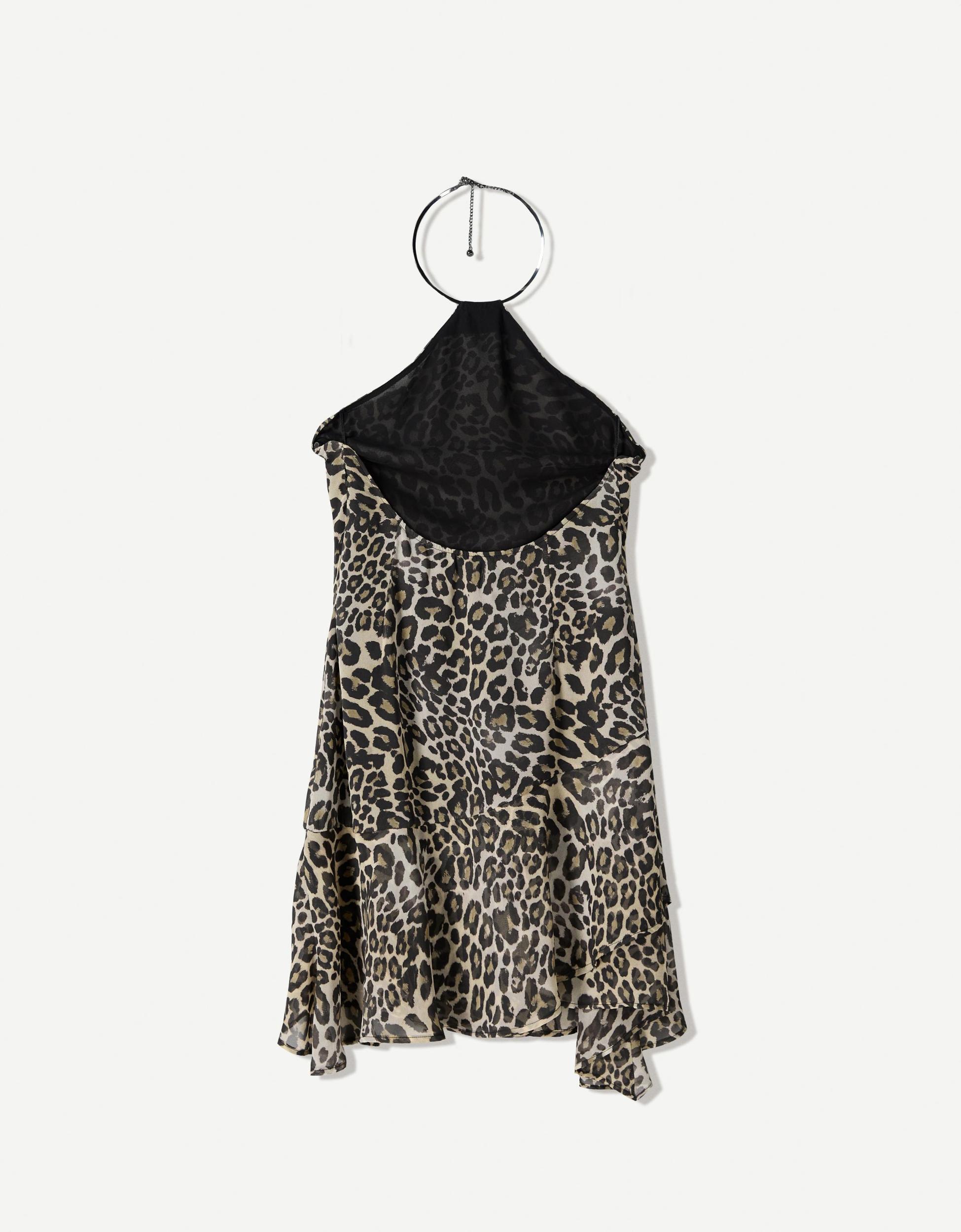 Animal print mini dress with buckle Product Image