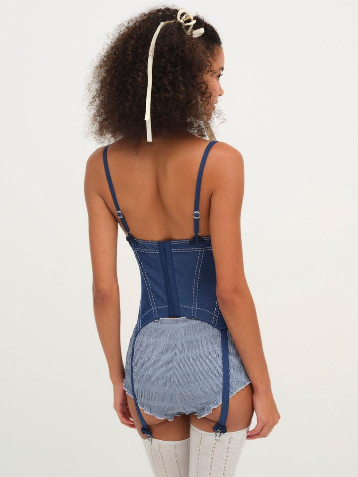 Denim Hearts Bloomer Short — Blue Product Image