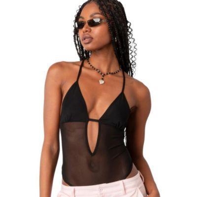 Womens Alva Open Back Sheer Mesh Bodysuit Product Image