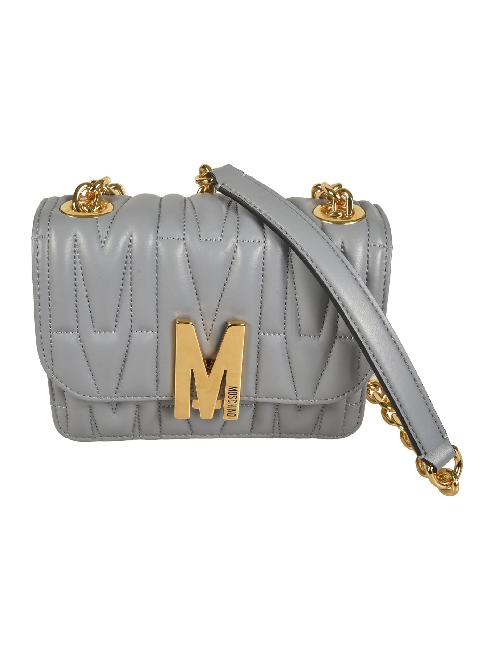 MOSCHINO Quilted Chain Shoulder Bag In Yellow Product Image