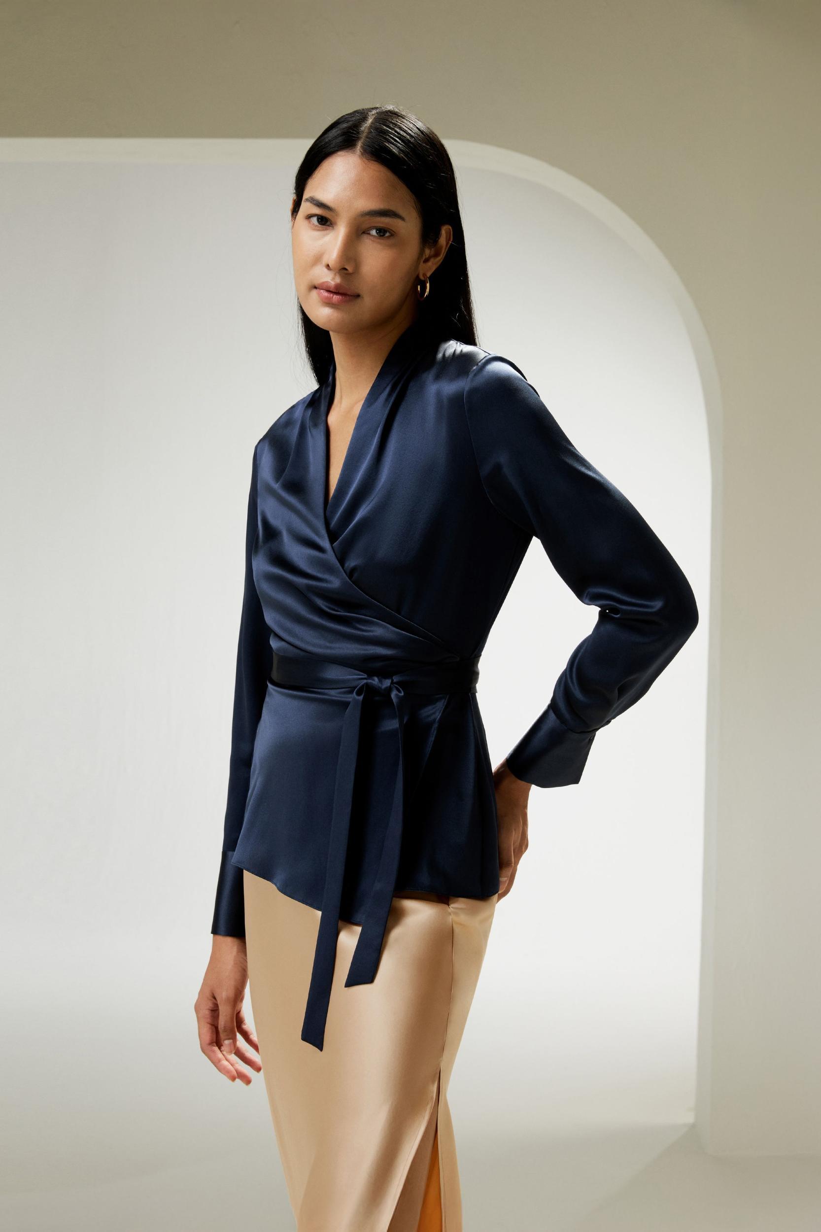 Silk Wrap Blouse Product Image