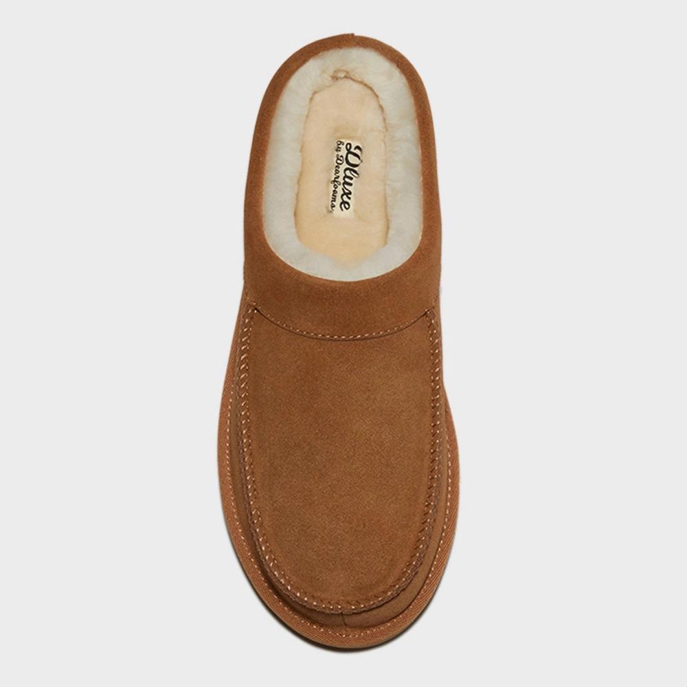 dluxe by dearfoams Mens Lith Moc Toe Clog Slippers - Light Brown 13 Product Image