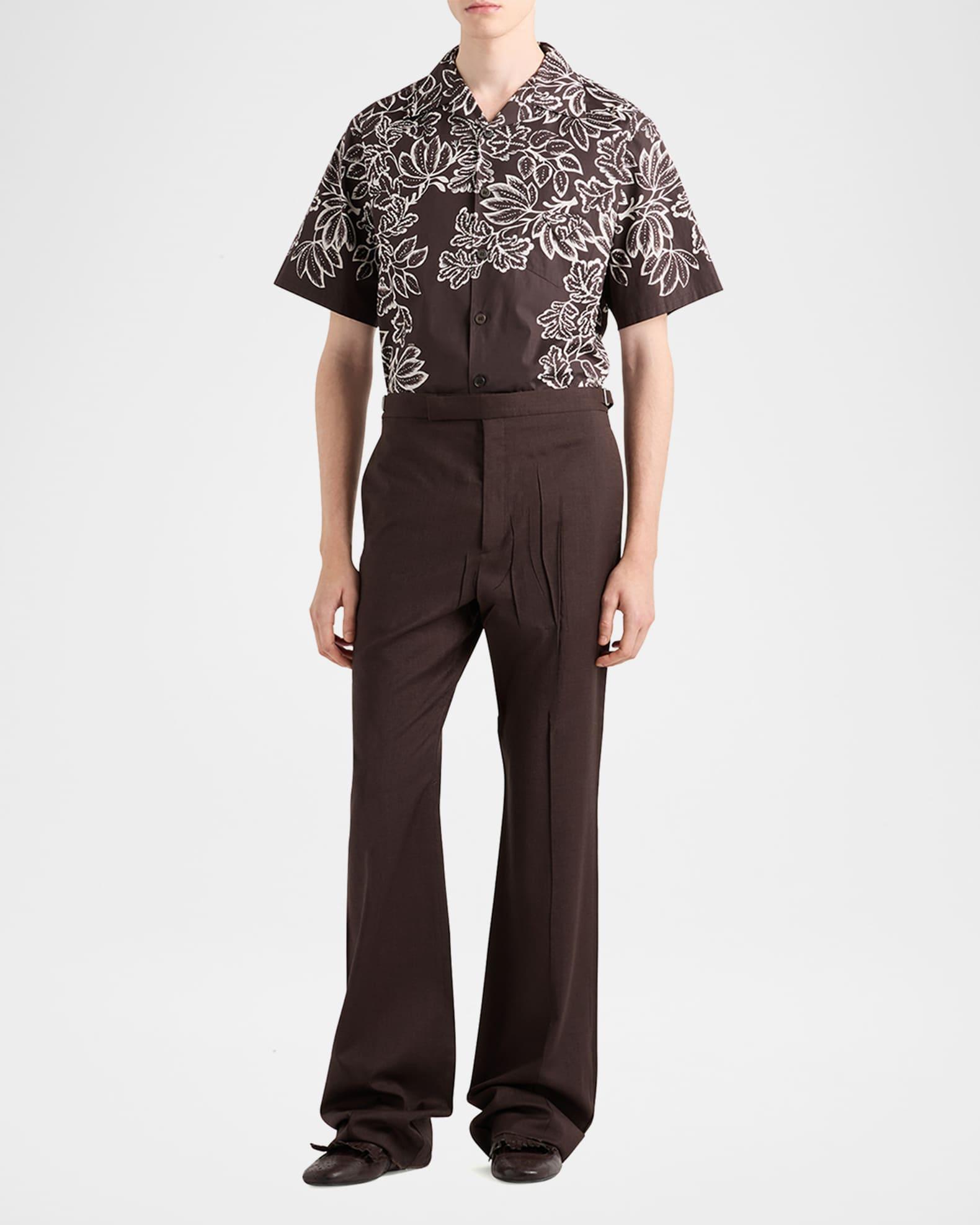 Men's Leaf-Print Bowling Shirt Product Image