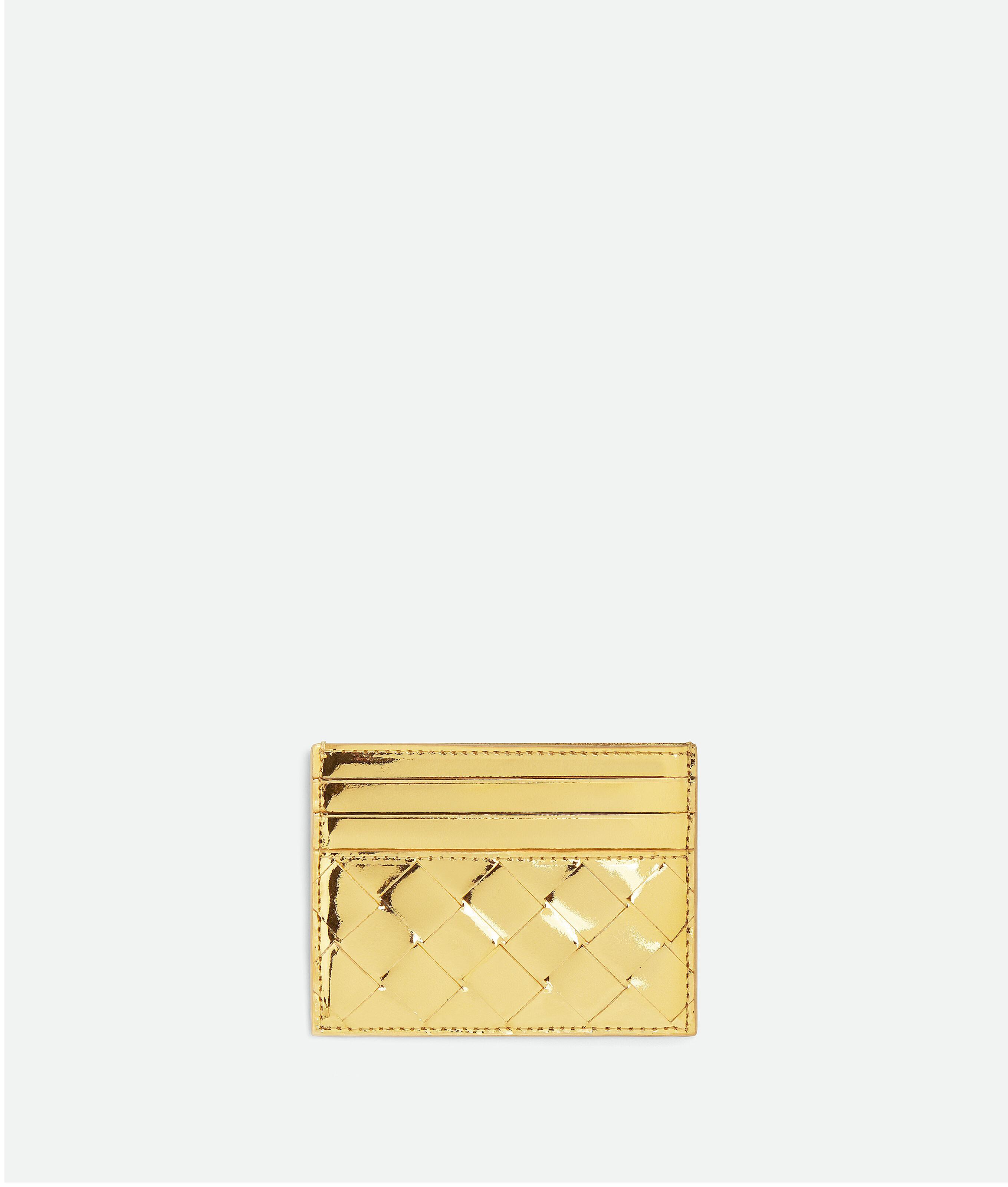 Women's Intrecciato Credit Card Case in Gold Product Image