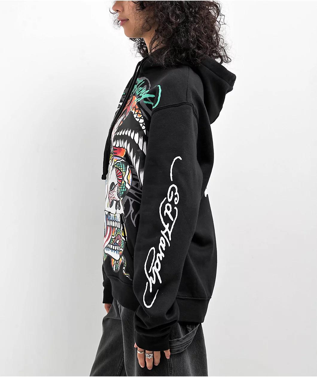 Ed Hardy Battle Skull Black Hoodie Product Image