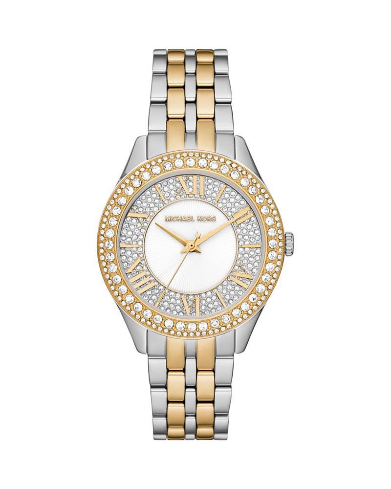 Michael Kors Womens Harlowe Two Tone Stainless Steel Crystal Bracelet Watch Product Image