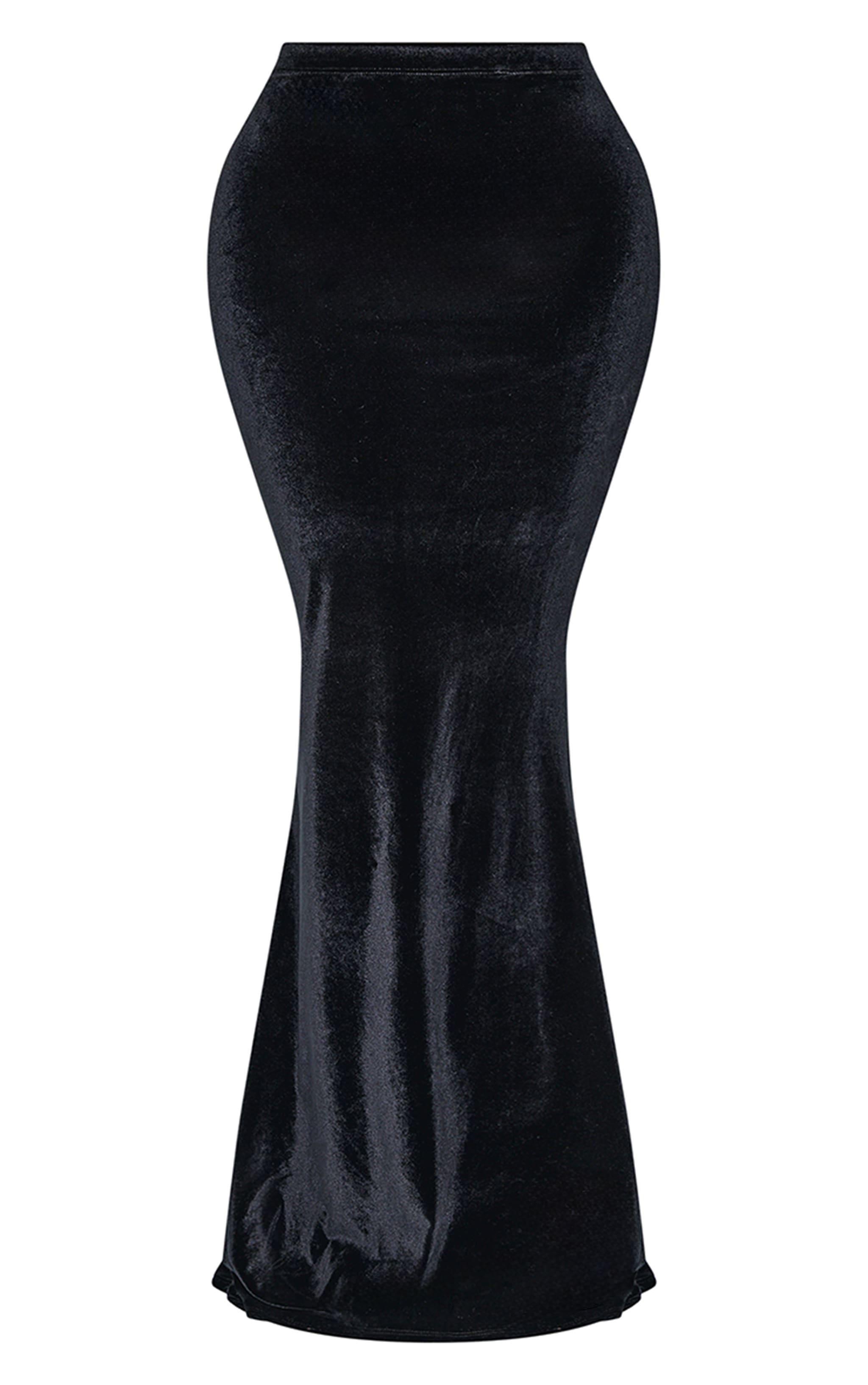 Shape Black Velvet Maxi Skirt Product Image