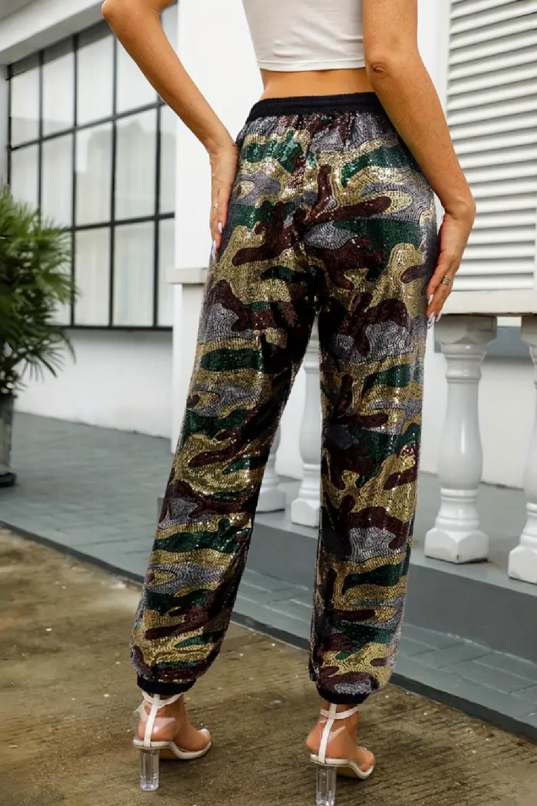 Camo Sequin Jogger Product Image