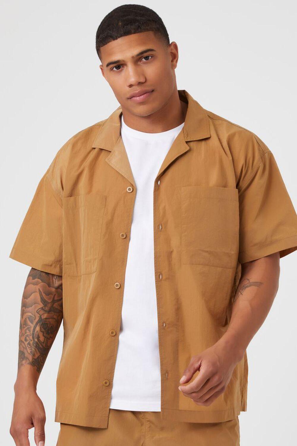 Cuban Collar Short-Sleeve Shirt | Forever 21 Product Image