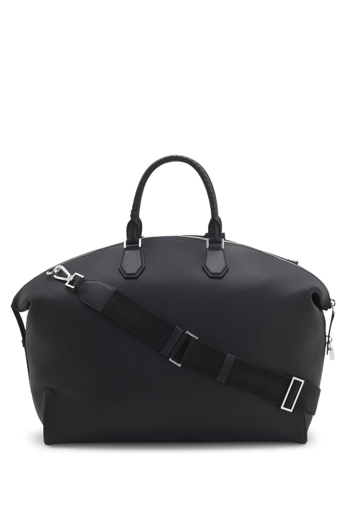 Grained-leather holdall with detachable metal padlock Product Image