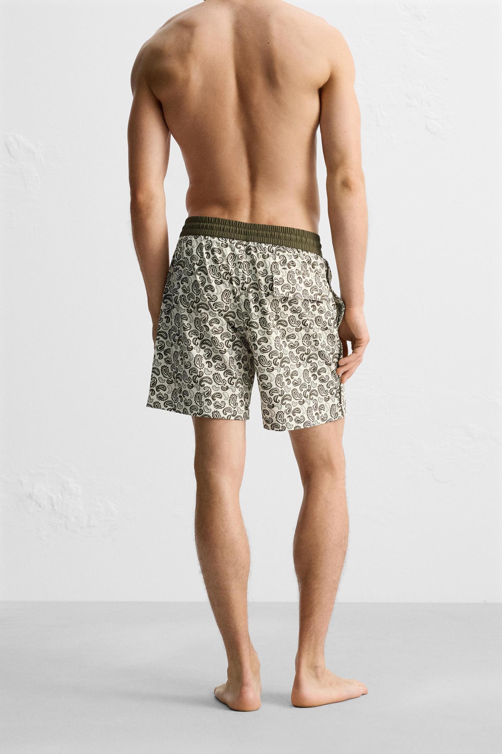 PAISLEY PRINT LONG SWIMMING TRUNKS Product Image