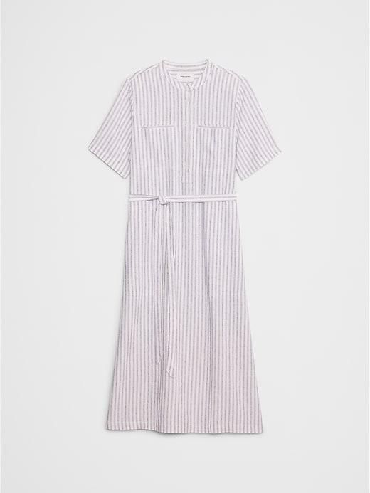 Linen-Blend Utility Midi Shift Dress Product Image