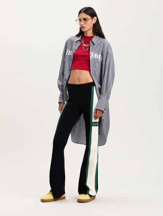 CURVED LOGO STRIPE SHIRTDRESS NAVY BLUE Product Image