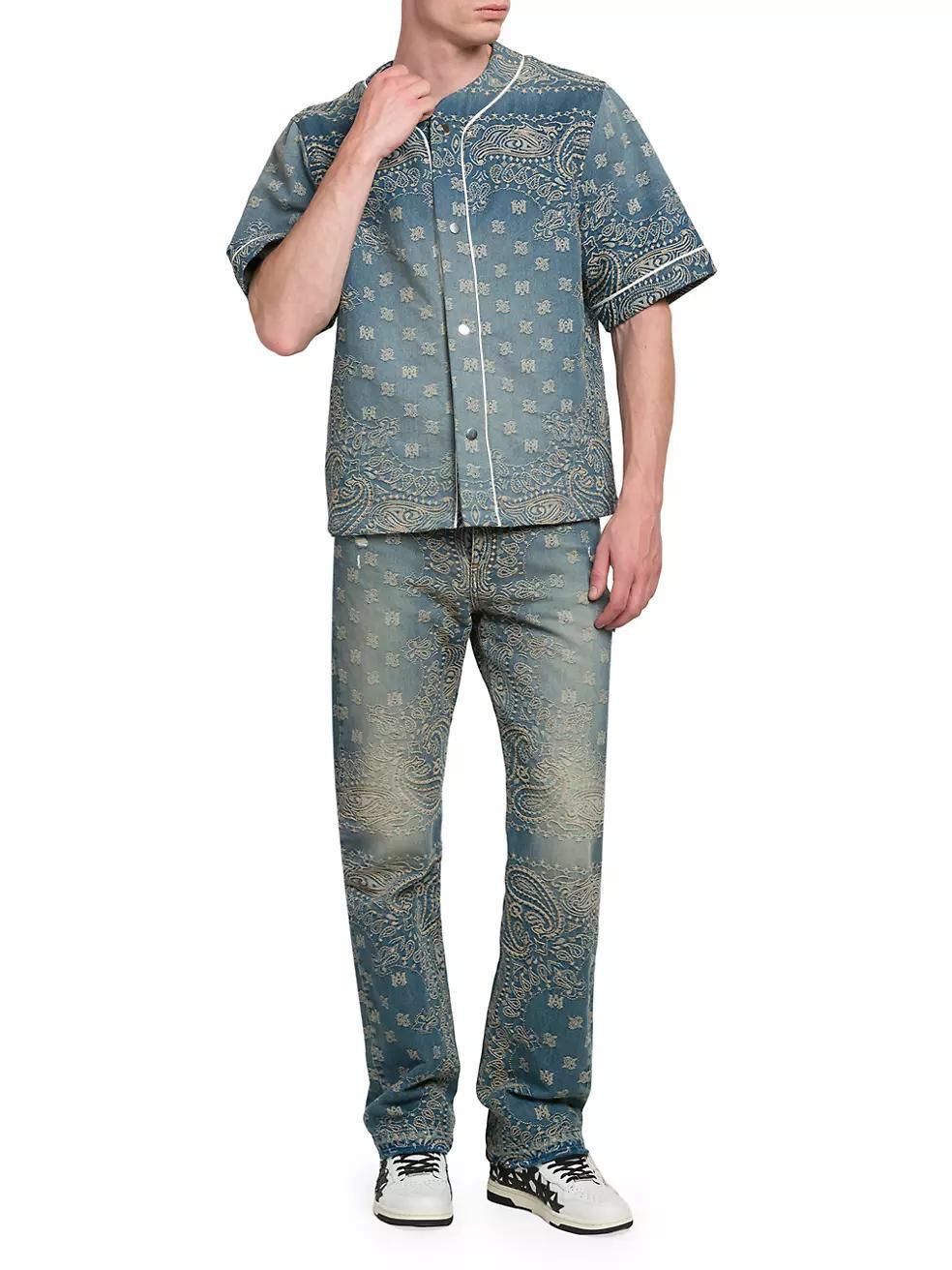 Bandana Jacquard Straight-Leg Jeans Product Image