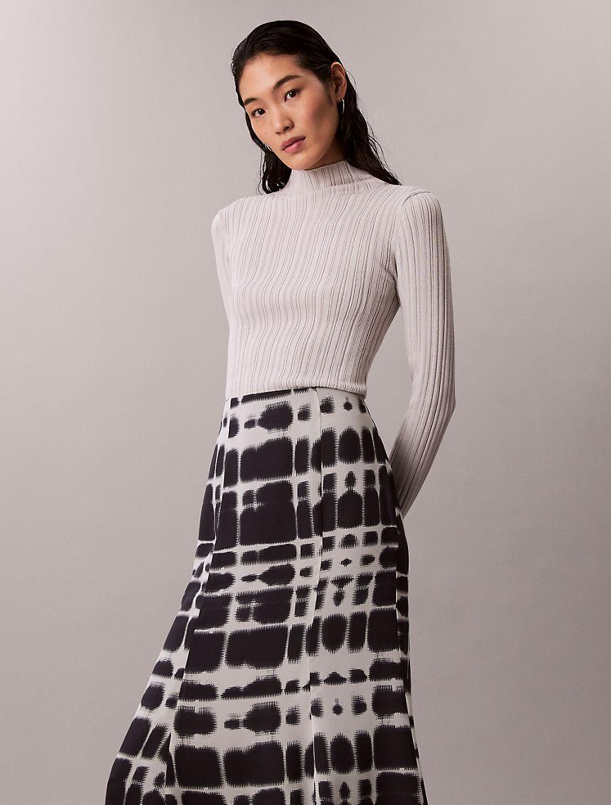 Printed Flared Midi Skirt Product Image