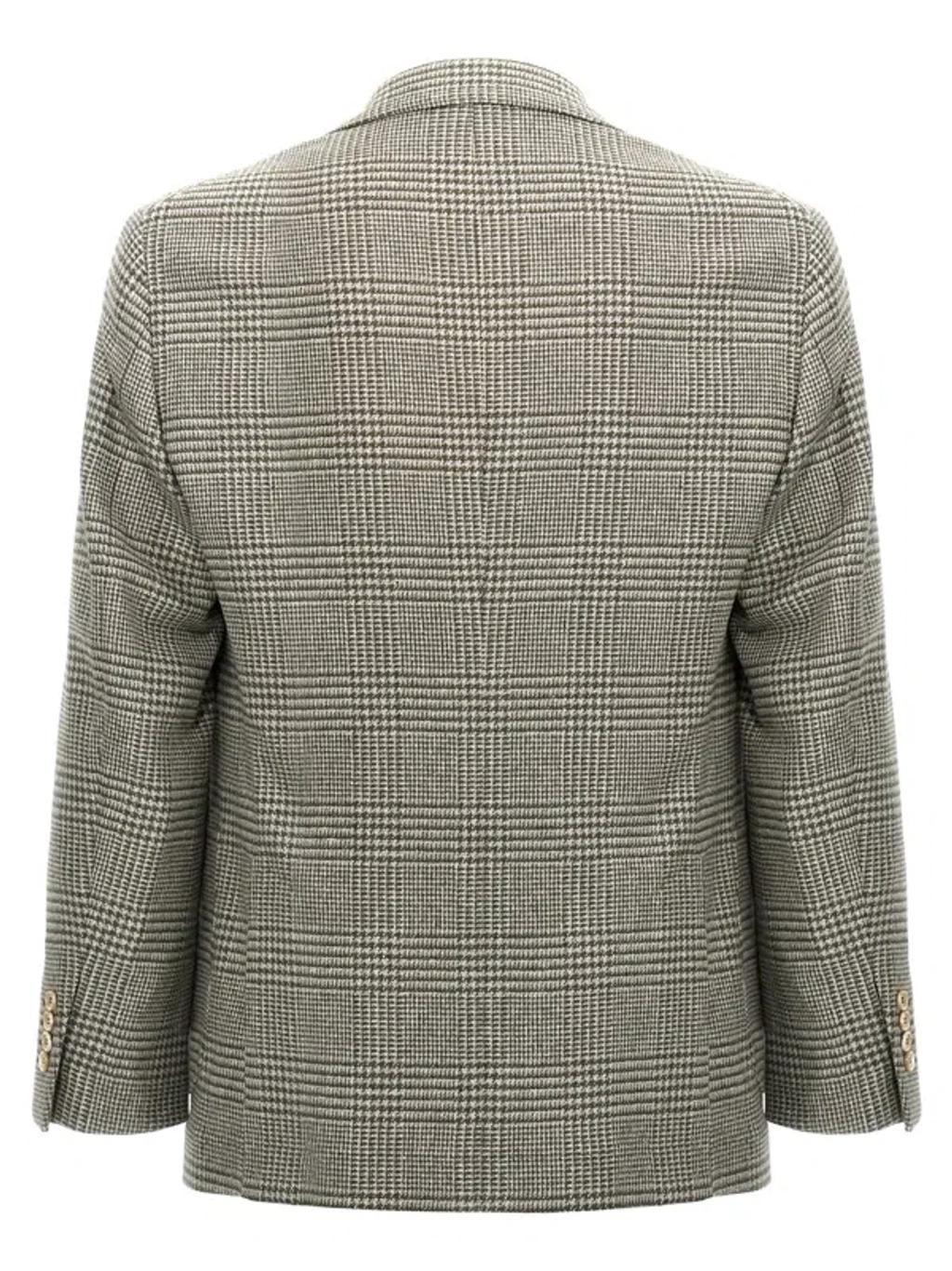 BRUNELLO CUCINELLI Check Single-breasted Blazer In Green Product Image