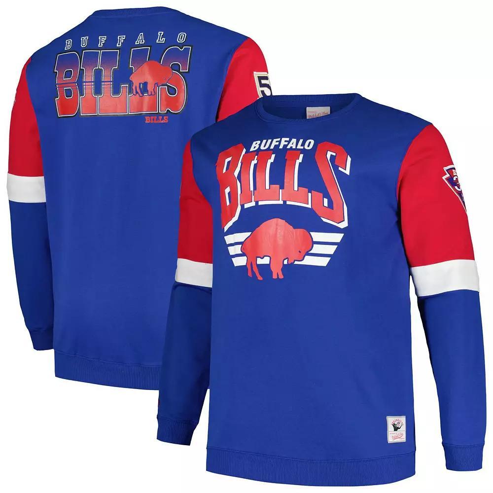 Men's Mitchell & Ness Royal Buffalo Bills Big & Tall Fleece Pullover Sweatshirt,  Product Image