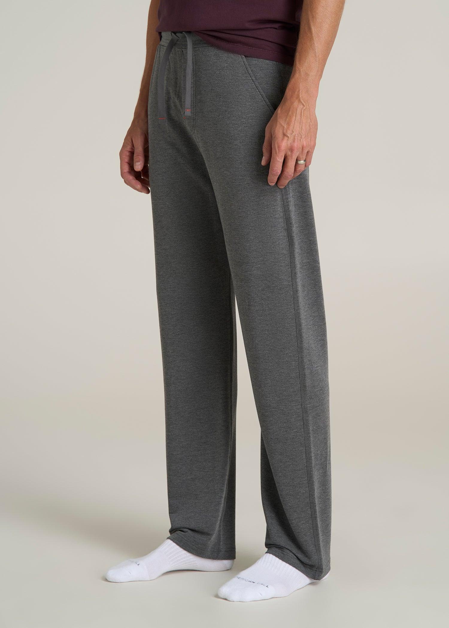Open-Bottom Pajama Pants for Tall Men in Charcoal Mix Male Product Image