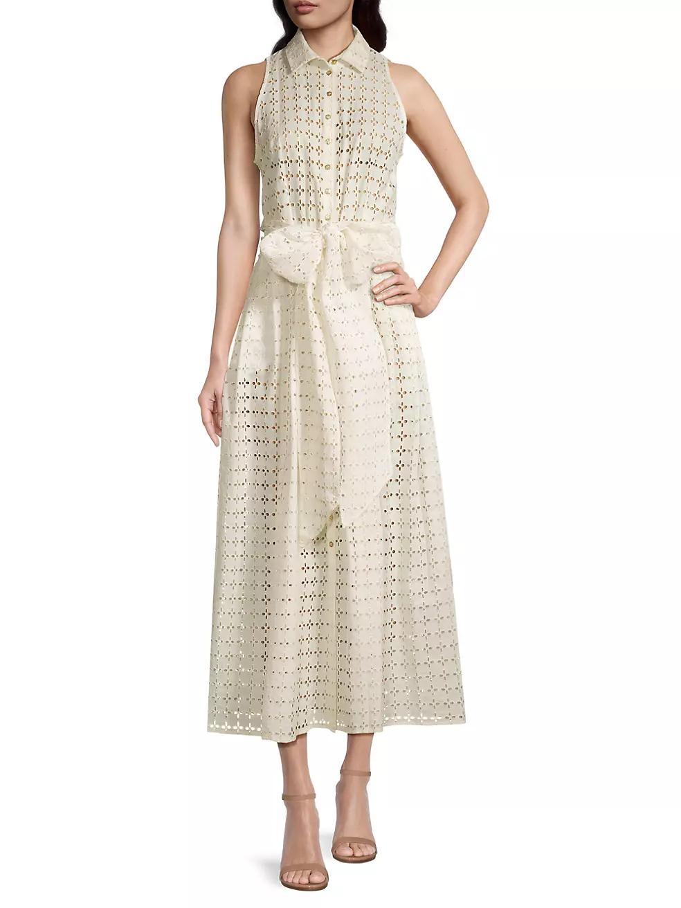 Pictural Eyelet Sleeveless Dress Product Image