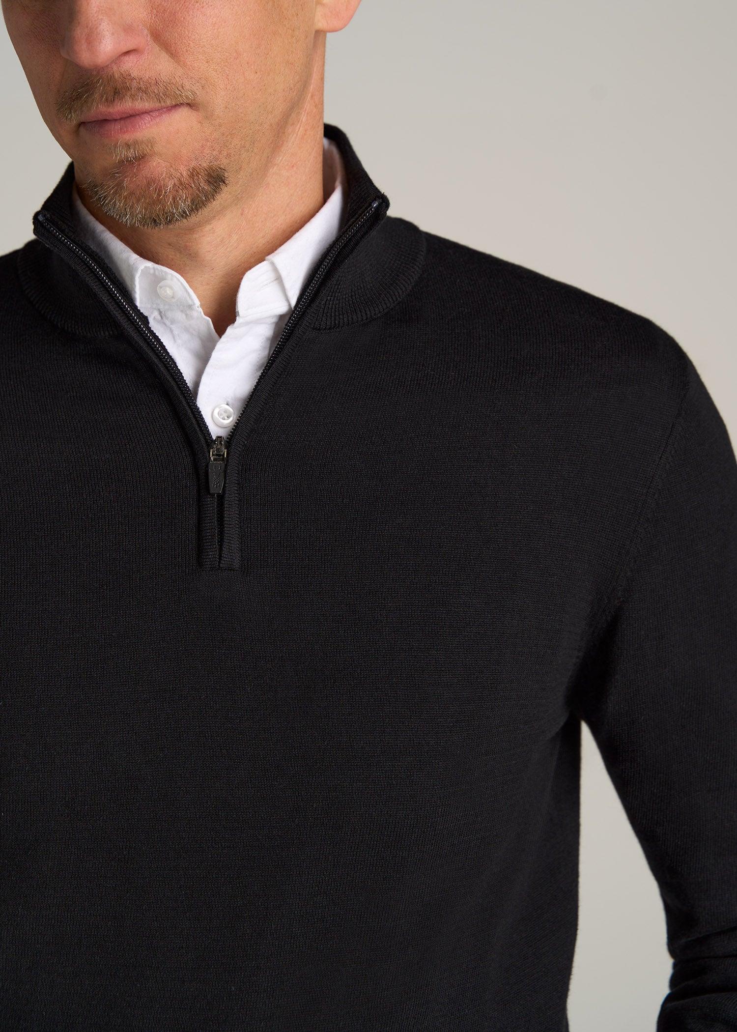 Everyday Quarter-Zip Sweater for Tall Men in Black Male Product Image
