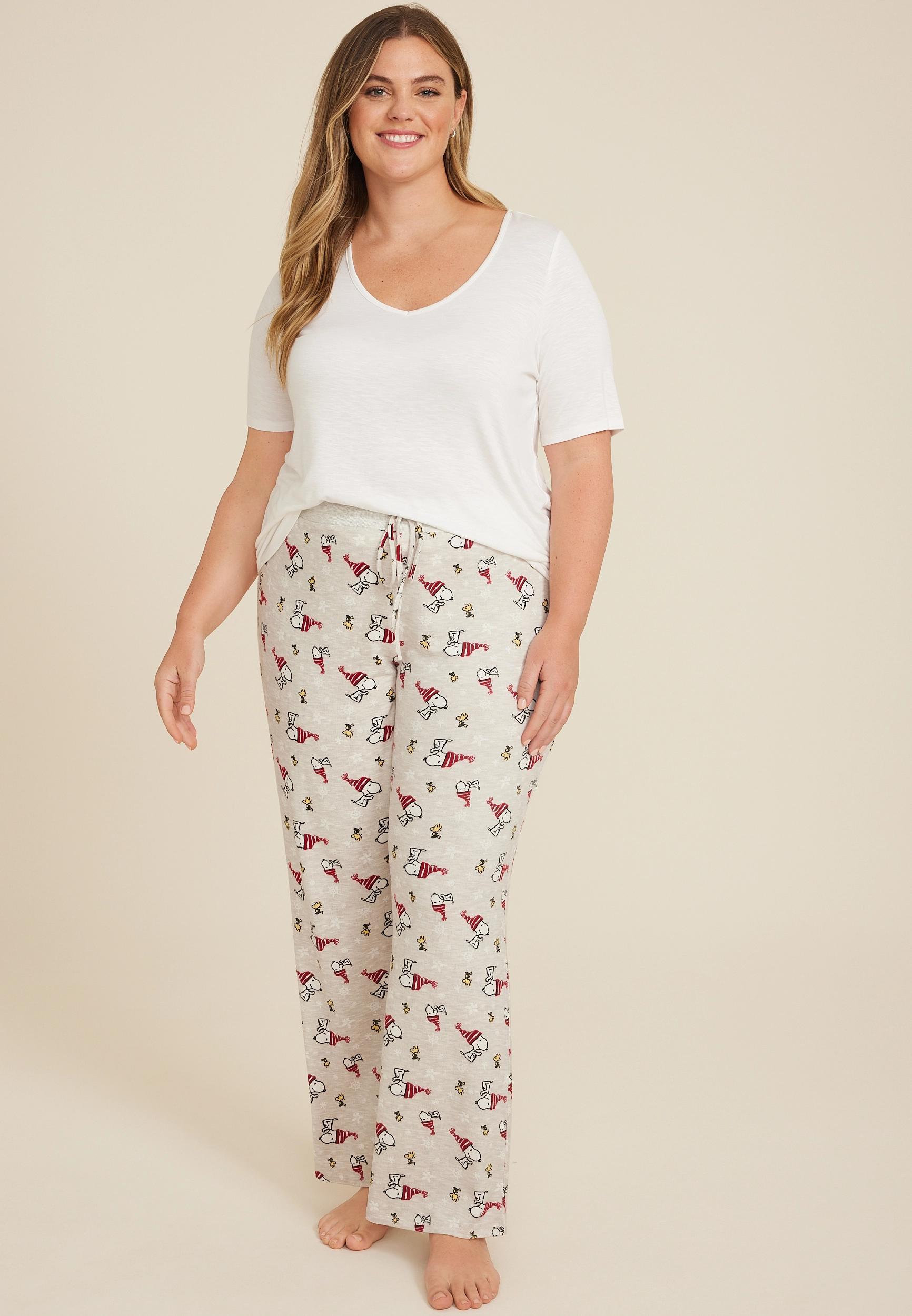 Maurices Plus Size Womens Snoopy Hacci Wide Leg Pajama Pants Gray Size 2X Product Image