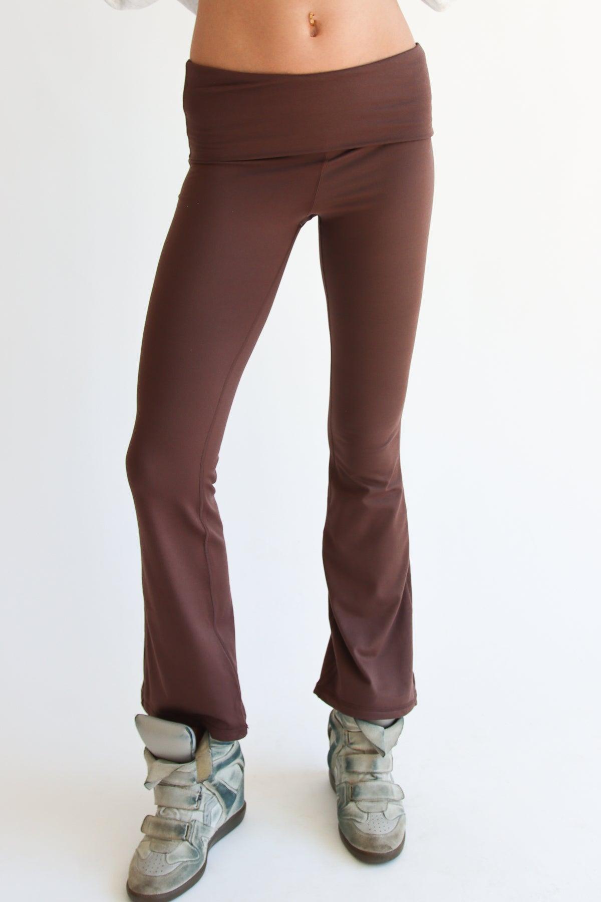 Fold Over Fleece Lined Flare Leggings Product Image