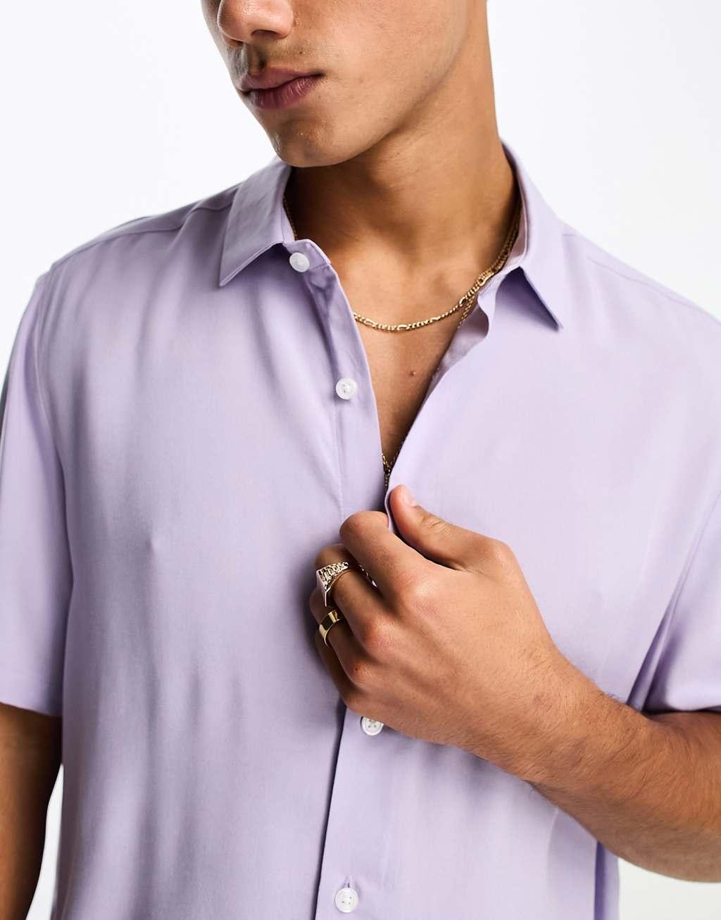 ASOS DESIGN relaxed fit viscose shirt Product Image